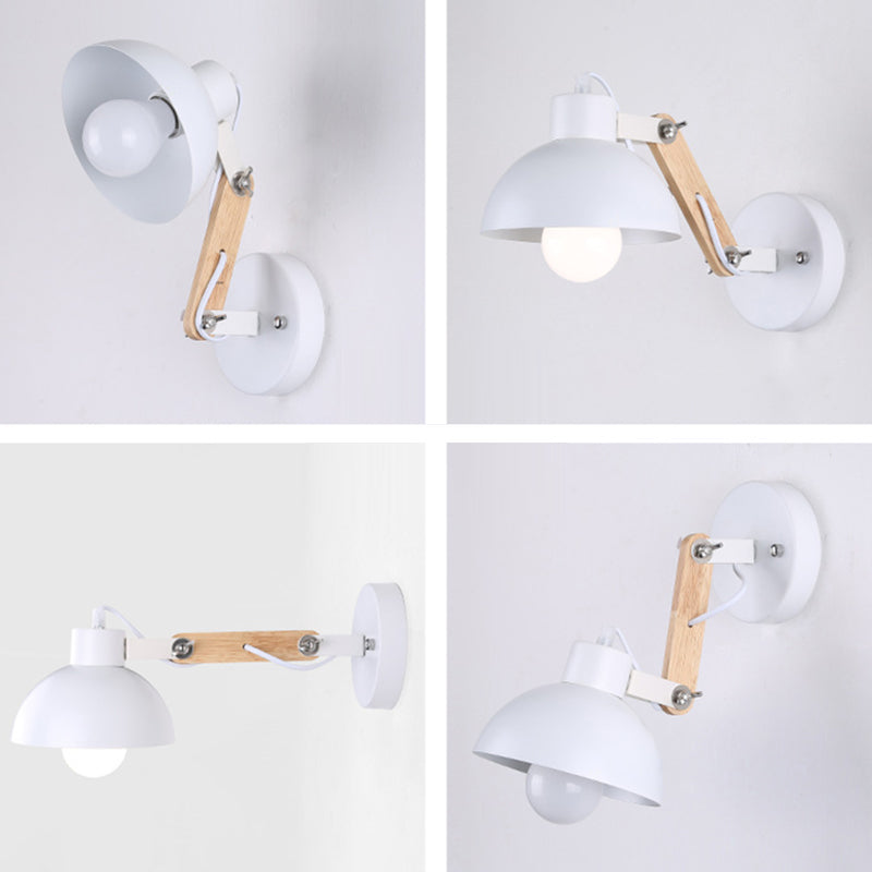 Simplicity Wood Iron Semicircle 1-Light Wall Sconce Lamp
