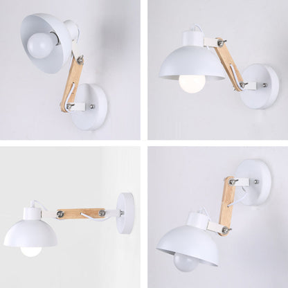 Simplicity Wood Iron Semicircle 1-Light Wall Sconce Lamp