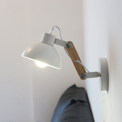 Simplicity Wood Iron Semicircle 1-Light Wall Sconce Lamp