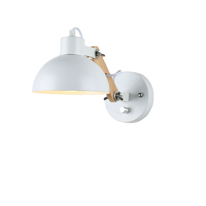 Simplicity Wood Iron Semicircle 1-Light Wall Sconce Lamp