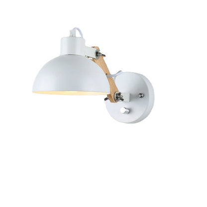 Simplicity Wood Iron Semicircle 1-Light Wall Sconce Lamp