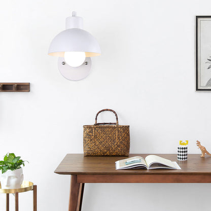 Simplicity Wood Iron Semicircle 1-Light Wall Sconce Lamp