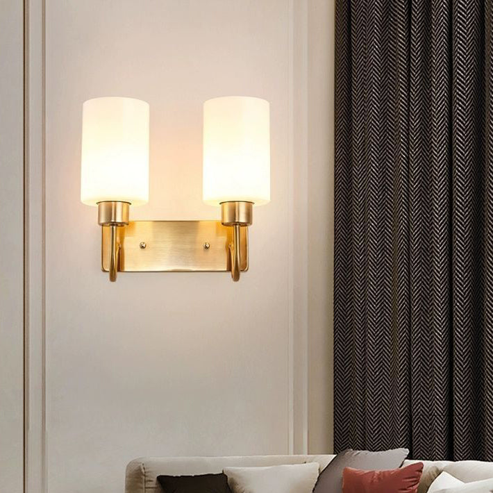 Simplicity Frame Glass Cylinder 1/2-Light Wall Sconce Lamp