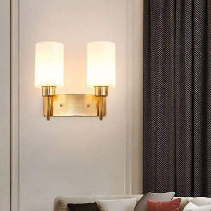 Simplicity Frame Glass Cylinder 1/2-Light Wall Sconce Lamp
