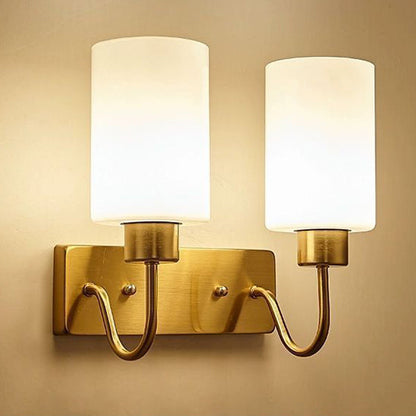 Simplicity Frame Glass Cylinder 1/2-Light Wall Sconce Lamp