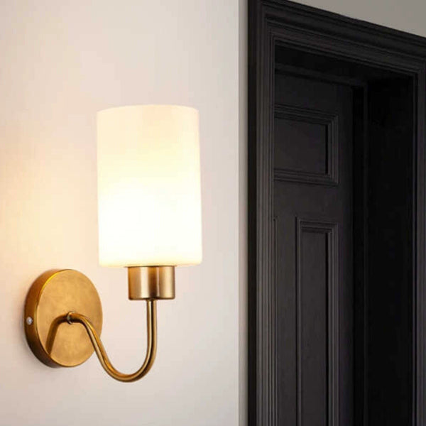 Simplicity Frame Glass Cylinder 1/2-Light Wall Sconce Lamp