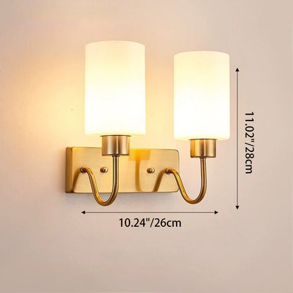 Simplicity Frame Glass Cylinder 1/2-Light Wall Sconce Lamp