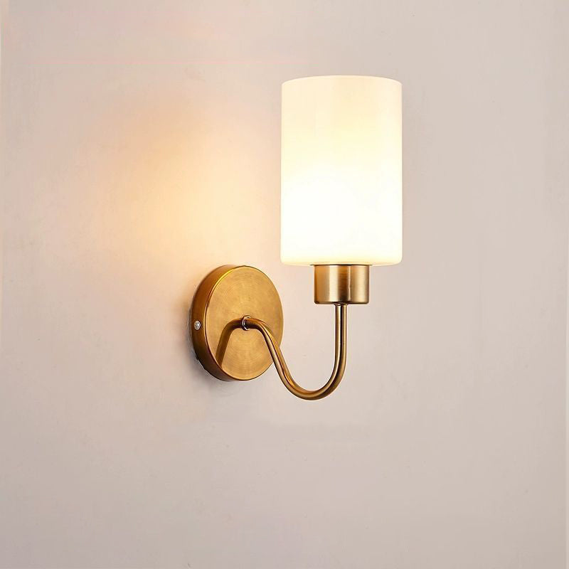 Simplicity Frame Glass Cylinder 1/2-Light Wall Sconce Lamp