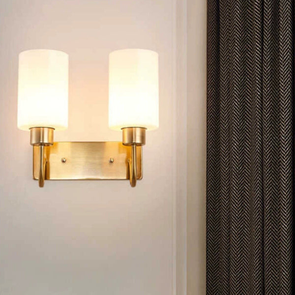 Simplicity Frame Glass Cylinder 1/2-Light Wall Sconce Lamp