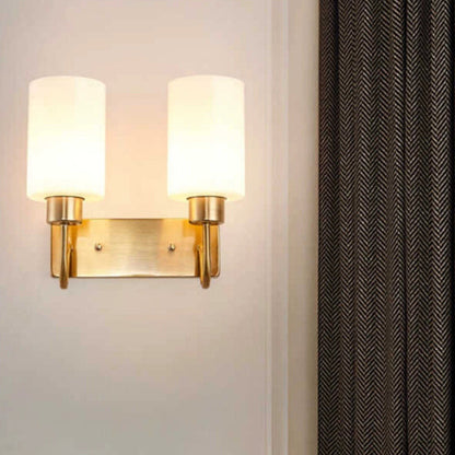 Simplicity Frame Glass Cylinder 1/2-Light Wall Sconce Lamp