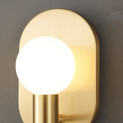 Luxury Full Copper Frame Glass 1-Light Wall Sconce Lamp