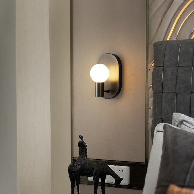 Luxury Full Copper Frame Glass 1-Light Wall Sconce Lamp