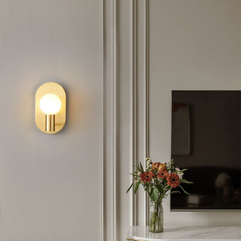 Luxury Full Copper Frame Glass 1-Light Wall Sconce Lamp
