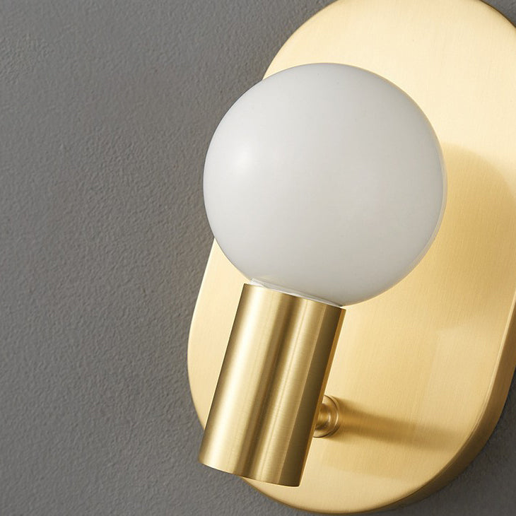 Luxury Full Copper Frame Glass 1-Light Wall Sconce Lamp