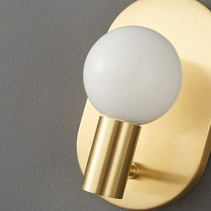 Luxury Full Copper Frame Glass 1-Light Wall Sconce Lamp