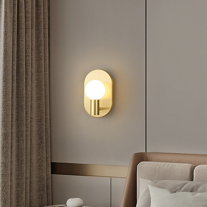 Luxury Full Copper Frame Glass 1-Light Wall Sconce Lamp