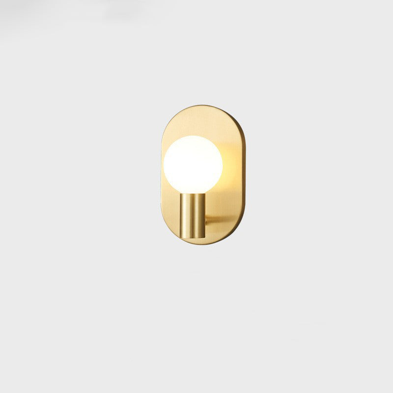 Luxury Full Copper Frame Glass 1-Light Wall Sconce Lamp
