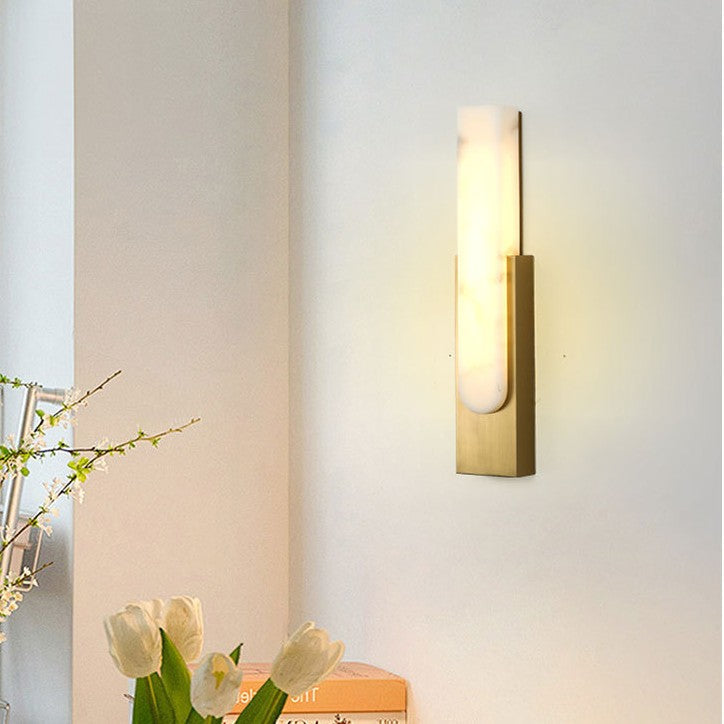 Column Imitation Marble Shade Hardware LED Wall Sconce Lamp