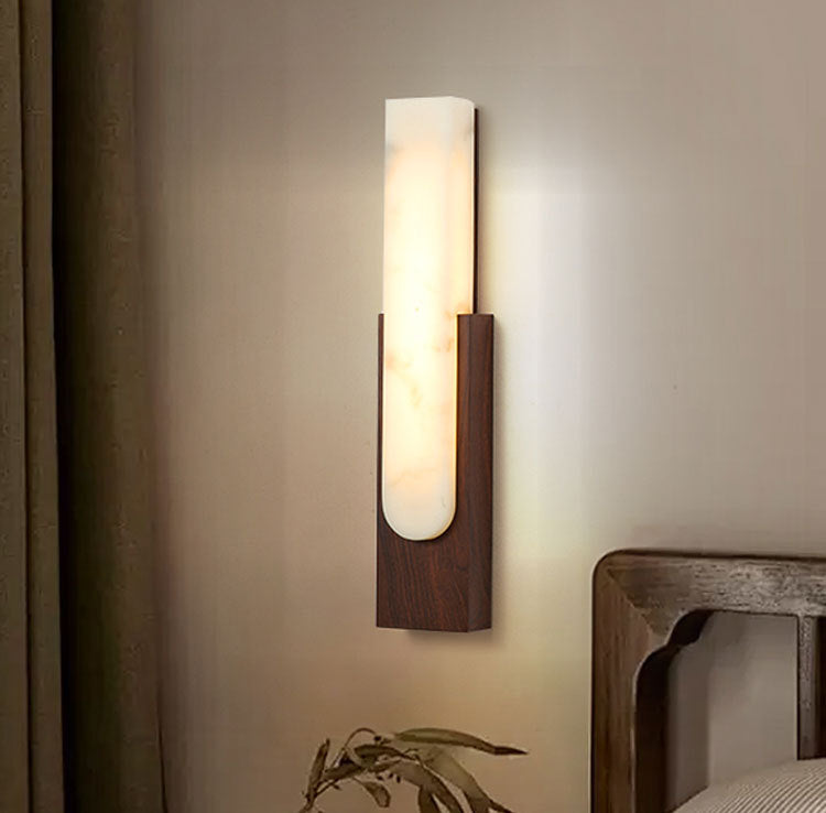 Column Imitation Marble Shade Hardware LED Wall Sconce Lamp