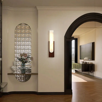 Column Imitation Marble Shade Hardware LED Wall Sconce Lamp