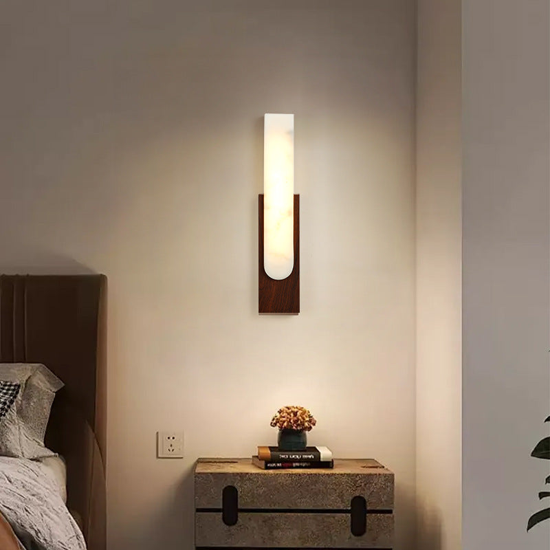 Column Imitation Marble Shade Hardware LED Wall Sconce Lamp