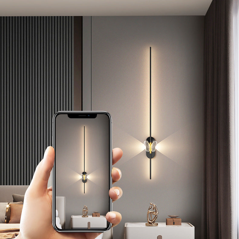 Minimalist Iron Aluminum Straight Line LED Wall Sconce Lamp