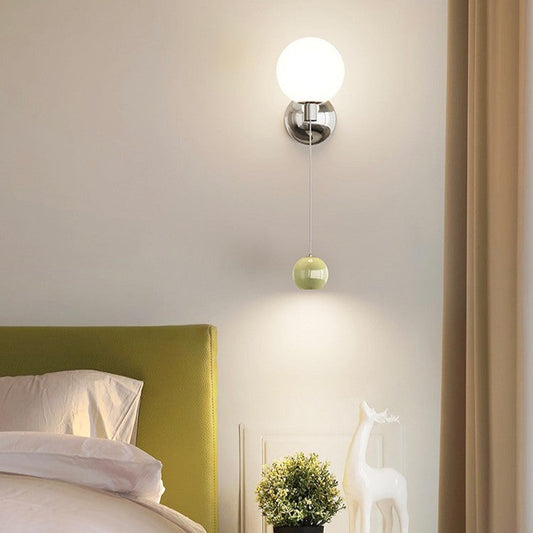 Nordic Iron Glass Spherical Shade LED Wall Sconce Lamp