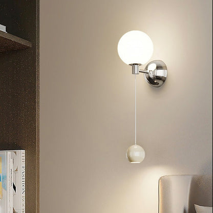 Nordic Iron Glass Spherical Shade LED Wall Sconce Lamp