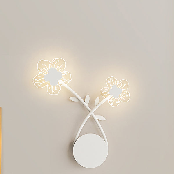 Art Deco Iron Rose Flower Glass Shade LED Wall Sconce Lamp