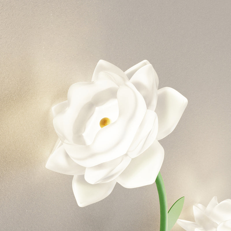 Art Deco Iron Rose Flower Glass Shade LED Wall Sconce Lamp