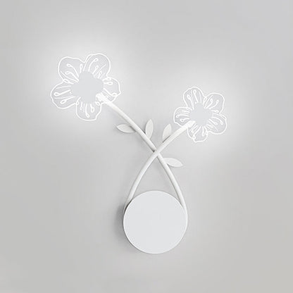 Art Deco Iron Rose Flower Glass Shade LED Wall Sconce Lamp