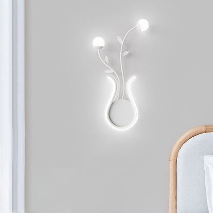 Art Deco Iron Rose Flower Glass Shade LED Wall Sconce Lamp