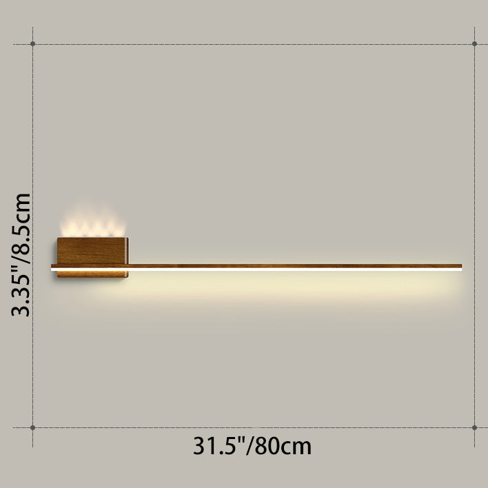 Aluminum Wood Grain Straight Line LED Wall Sconce Lamp