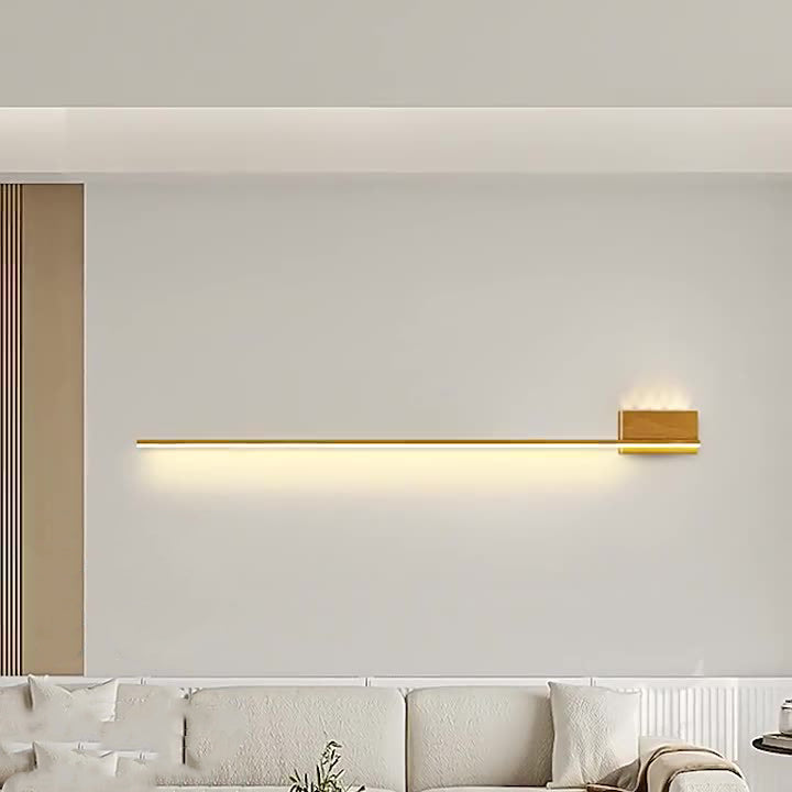 Aluminum Wood Grain Straight Line LED Wall Sconce Lamp