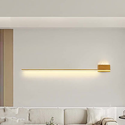 Aluminum Wood Grain Straight Line LED Wall Sconce Lamp