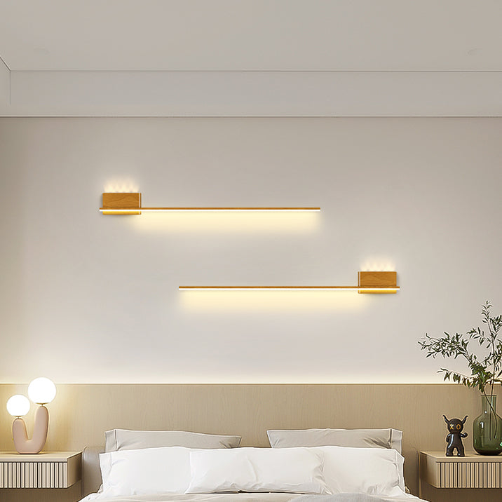 Aluminum Wood Grain Straight Line LED Wall Sconce Lamp