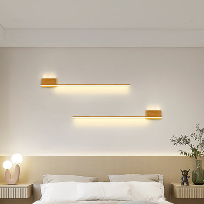 Aluminum Wood Grain Straight Line LED Wall Sconce Lamp