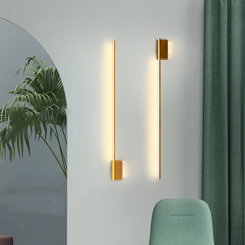 Aluminum Wood Grain Straight Line LED Wall Sconce Lamp