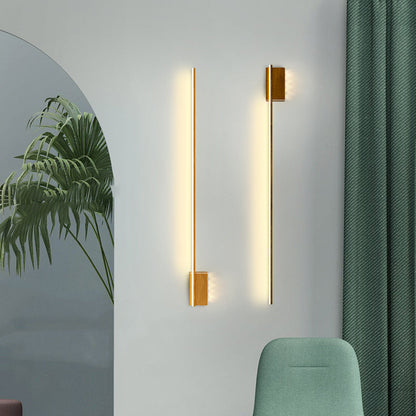 Aluminum Wood Grain Straight Line LED Wall Sconce Lamp