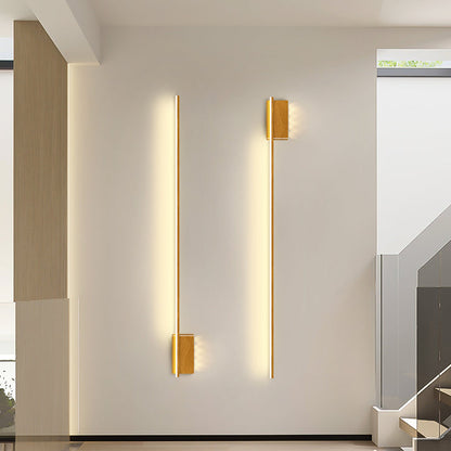 Aluminum Wood Grain Straight Line LED Wall Sconce Lamp