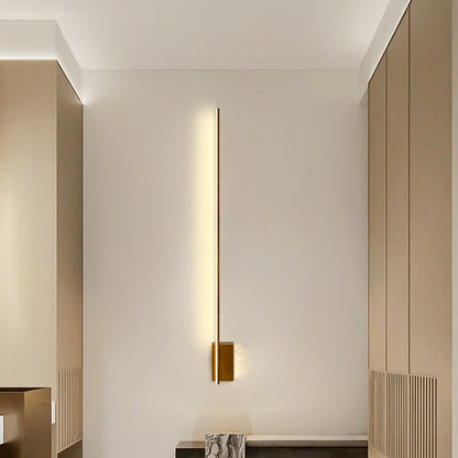 Aluminum Wood Grain Straight Line LED Wall Sconce Lamp