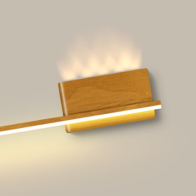 Aluminum Wood Grain Straight Line LED Wall Sconce Lamp