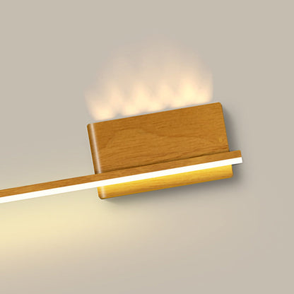 Aluminum Wood Grain Straight Line LED Wall Sconce Lamp