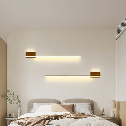 Aluminum Wood Grain Straight Line LED Wall Sconce Lamp