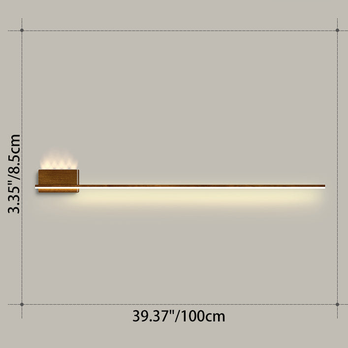 Aluminum Wood Grain Straight Line LED Wall Sconce Lamp