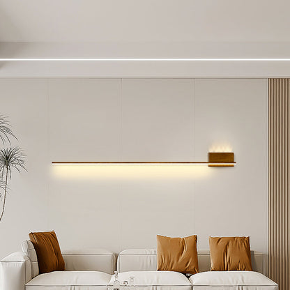 Aluminum Wood Grain Straight Line LED Wall Sconce Lamp
