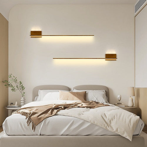 Aluminum Wood Grain Straight Line LED Wall Sconce Lamp