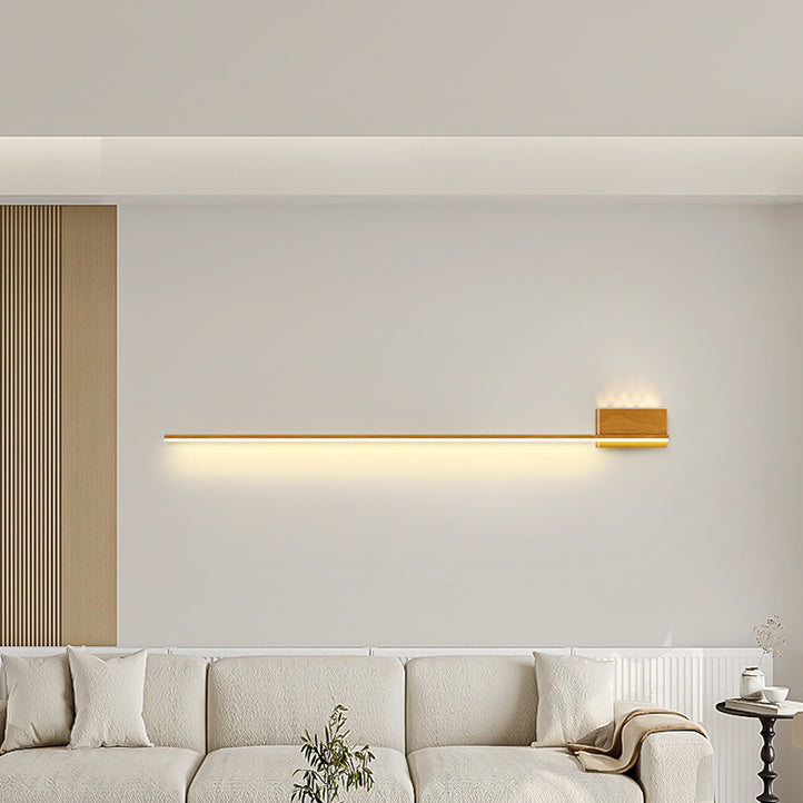 Aluminum Wood Grain Straight Line LED Wall Sconce Lamp