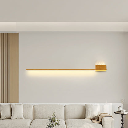 Aluminum Wood Grain Straight Line LED Wall Sconce Lamp