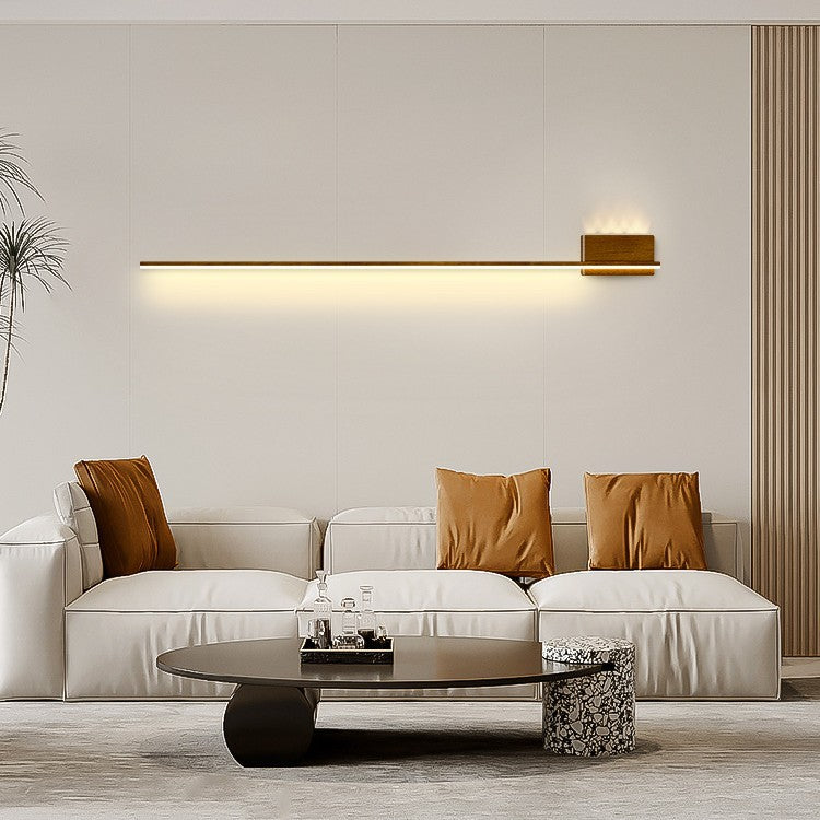 Aluminum Wood Grain Straight Line LED Wall Sconce Lamp